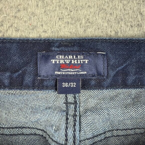 Charles Tyrwhitt Classic Weekend Jeans Men's 36x32 Dark Wash Cotton Denim Pants - Picture 4 of 6